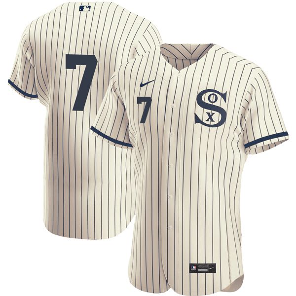 Men Chicago White Sox 7 No Name Cream stripe Dream version Elite Nike 2021 MLB Jerseys